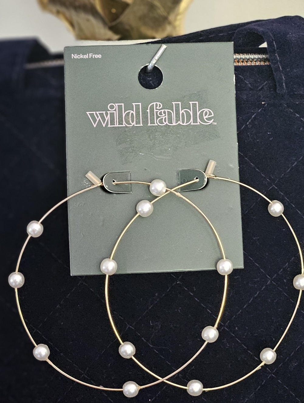 wild fable Gold Hoop Earrings with Pearl Beads, NEW - GIFTABLE